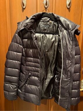 Andrew Marc 650 Fill Down Puffer Jacket Black Glossy Quilted 0°F Warmth